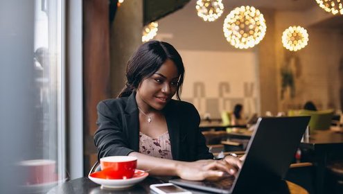 African american business woman working cafe 1303 10861